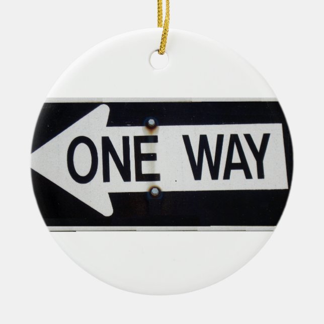 One Way Sign Ceramic Tree Decoration (Front)