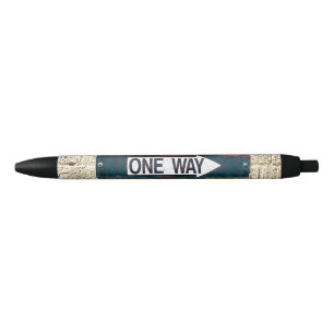 One Way Sign Industrial Brick Wall Travel Fun Black Ink Pen