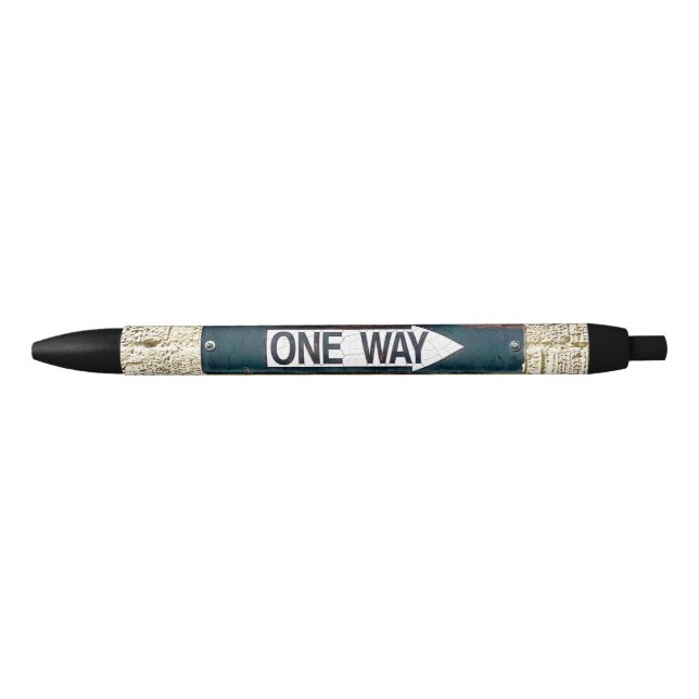 One Way Sign Industrial Brick Wall Travel Fun Black Ink Pen (Front)