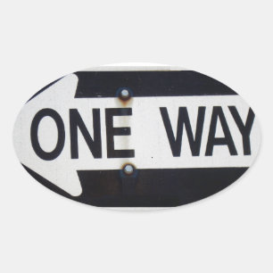 One Way Sign Oval Sticker