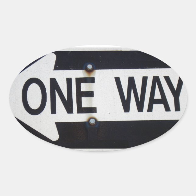 One Way Sign Oval Sticker (Front)