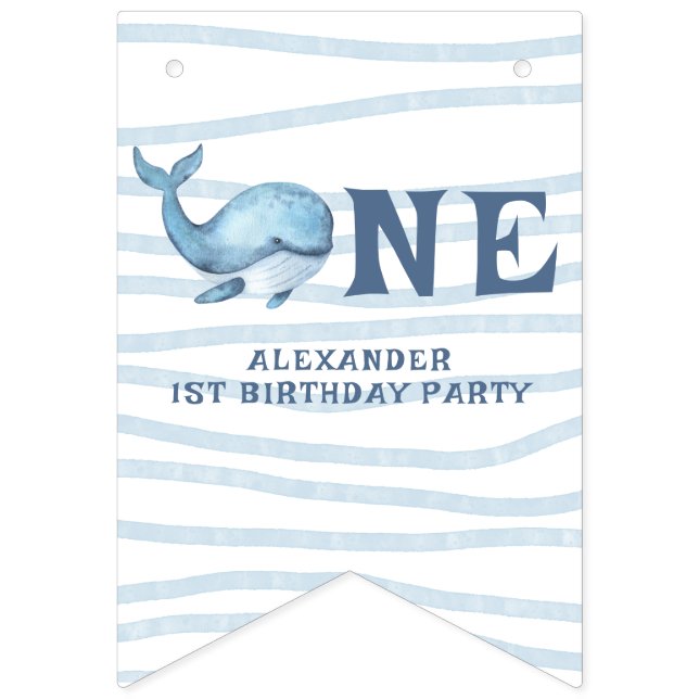 ONE WHALE 1st Birthday Under The Sea Bunting (First Flag)