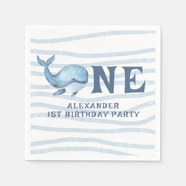 ONE WHALE 1st Birthday Under The Sea Napkin (Front)