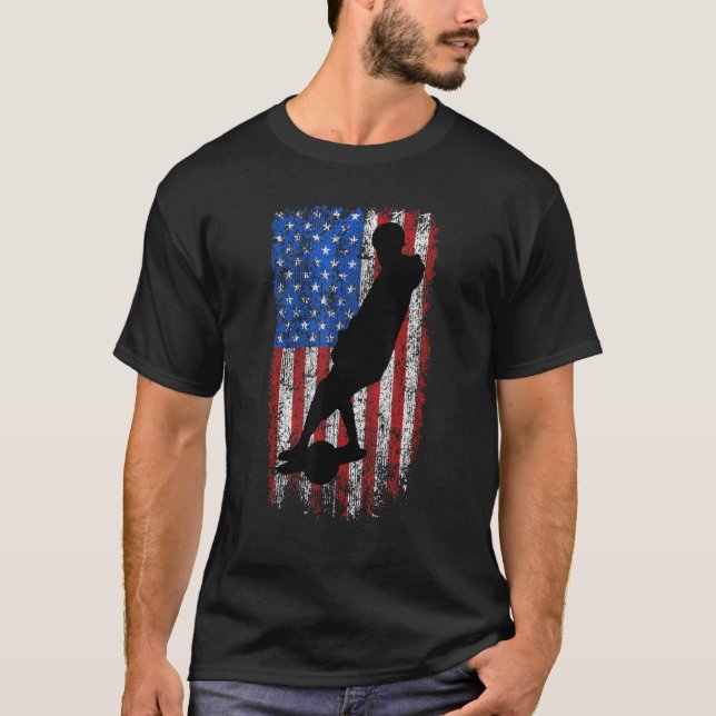 One Wheel US flag One Wheel Skateboard Float Ameri T-Shirt (Front)