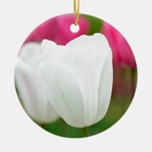 One White Tulip Ceramic Tree Decoration