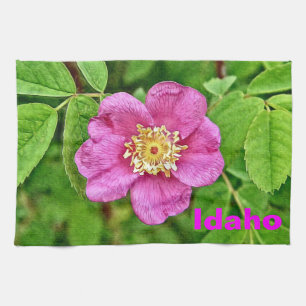 One Wild Rose - Idaho Tea Towel