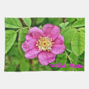 One Wild Rose Tea Towel