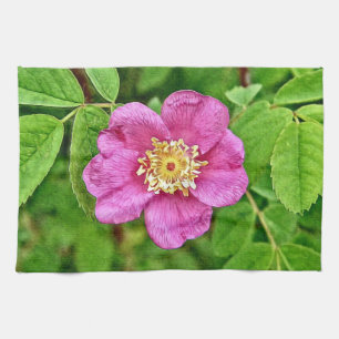 One Wild Rose Tea Towel