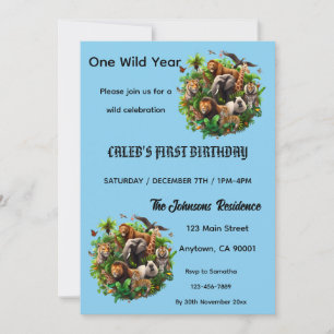 One Wild Year-1st birthday Invitation