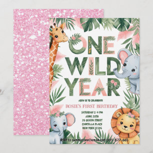 One Wild Year 1st Birthday Invitation