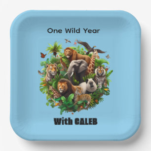 One Wild Year Boy's 1st birthday Paper Plate