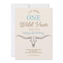 One Wild Year Boys First Birthday Party Invitation