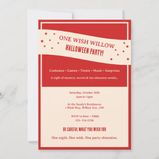 One Wish Willow Obsession Themed Halloween Party Invitation