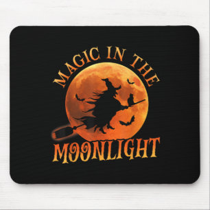 One Witch Riding Broom Halloween Magic Mouse Mat