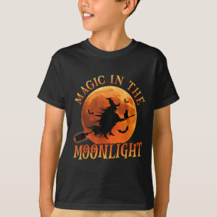 One Witch Riding Broom Halloween Magic  T-Shirt