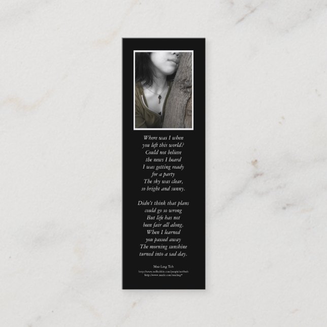 'One with the Earth' poetry bookmark Mini Business Card (Front)