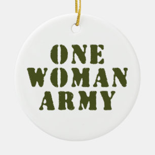 ONE WOMAN ARMY CERAMIC TREE DECORATION