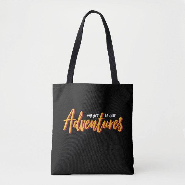 One Word That Say Adventure Inspirational Quote Tote Bag (Front)