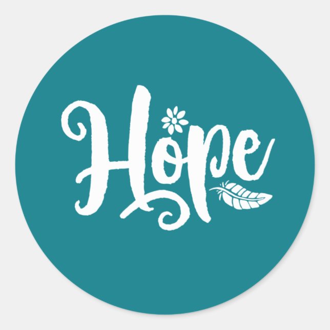 One Word That Say Hope Cursive Calligraphy Classic Round Sticker (Front)