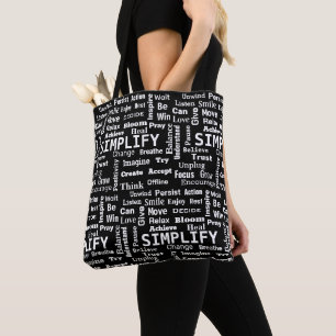 "One Word" Word Cloud On Black Tote Bag