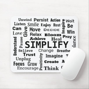 "One Word" Word Cloud On White Mouse Mat