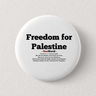 One World Freedom For Palestine 6 Cm Round Badge
