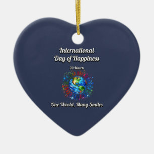 One World Many Smiles. Day of Happiness. Ceramic Tree Decoration