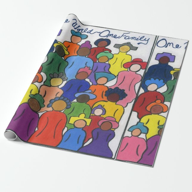 One World, One Family Multicultural Wrapping Paper (Unrolled)