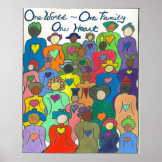 One World, One Family, One Heart Multicultural Poster