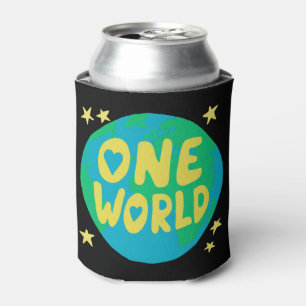 ONE WORLD Unity World Peace Earth Can Cooler