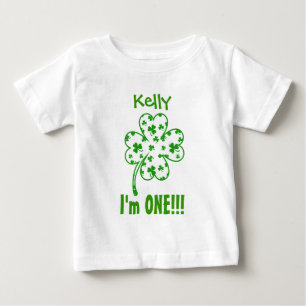 One Year 1st Birthday Lucky Shamrock V08 Baby T-Shirt