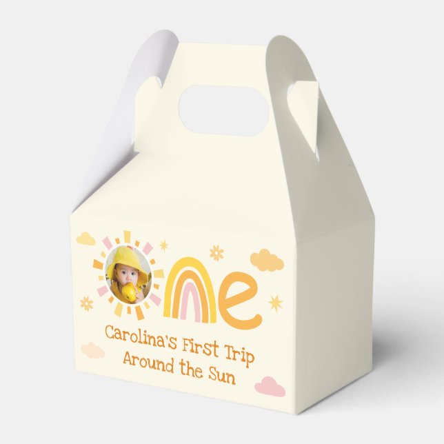 One Year Around the Sun Birthday Photo Favour Box (Front Side)