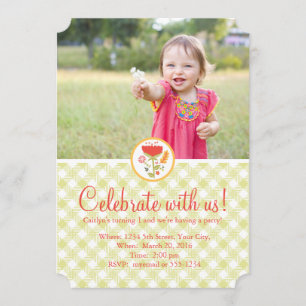 One Year Birthday Girl Invitation