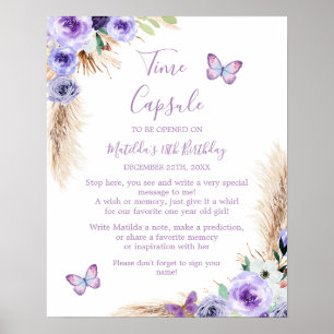 One Year Fluttered Butterfly Birthday Time Capsule Poster