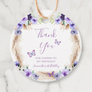One Year Fluttered Butterfly First Birthday Floral Favour Tags