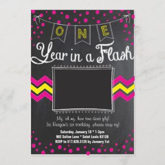 One Year In A Flash Birthday Invitation