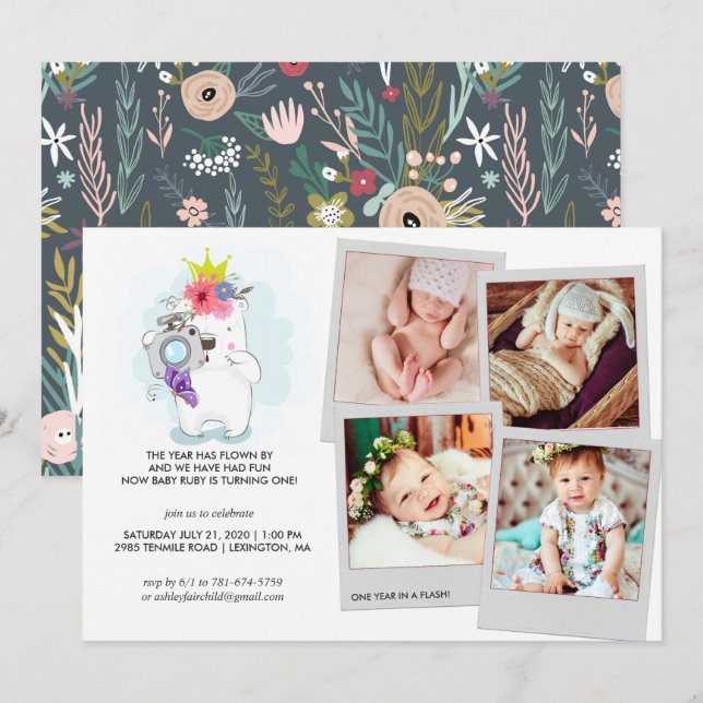 One Year in a Flash | Photo Collage Invitation (Front/Back)