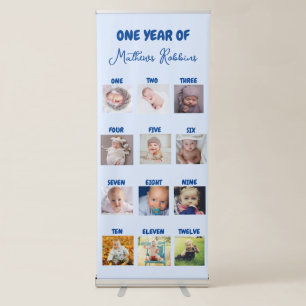 One Year of blue Retractable Banner