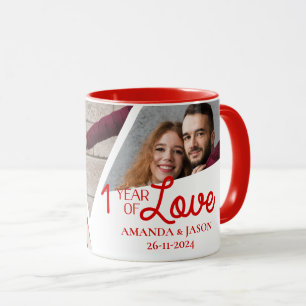 One Year Of Love Multi Photo Collage Anniversary Mug
