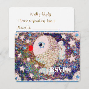 One Year of Love Starry Fish 1st Birthday  RSVP Card