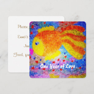 One Year of Love Tropical Fish 1st Birthday Invitation