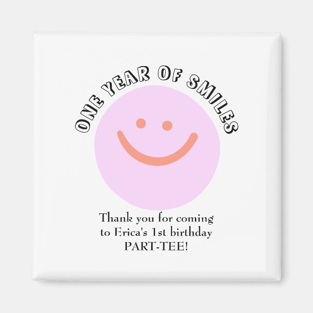 ONE YEAR OF SMILES Birthday Infant add details Magnet (Front)