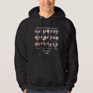 One Year of Walking in Love 12 Heart Photo Collage Hoodie