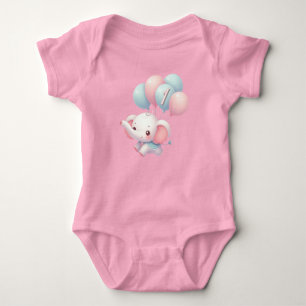 One year old baby elephant with balloons bodysuit