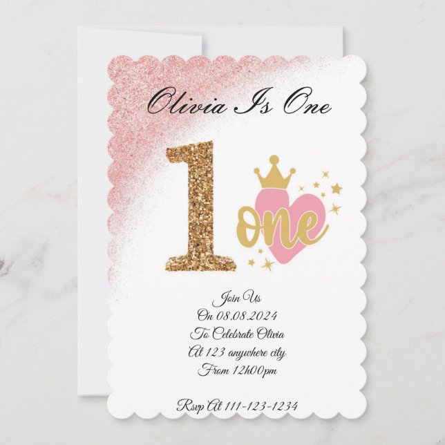 ONE YEAR OLD BIRTHDAY INVITATION (Front)