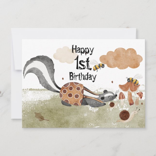 One Year Old Boy Baby Animal Birthday  (Front)