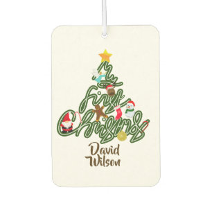 One Year Old Kid My First Christmas Tree  Car Air Freshener