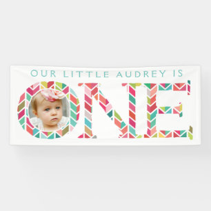 One Year Old Photo 1st Birthday Party Banner