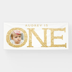 One Year Old Photo 1st Birthday Party Banner