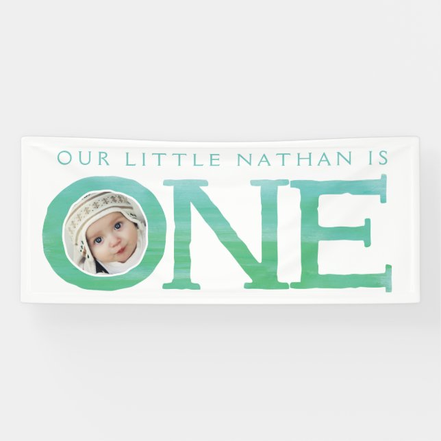 One Year Old Photo 1st Birthday Party Banner (Horizontal)